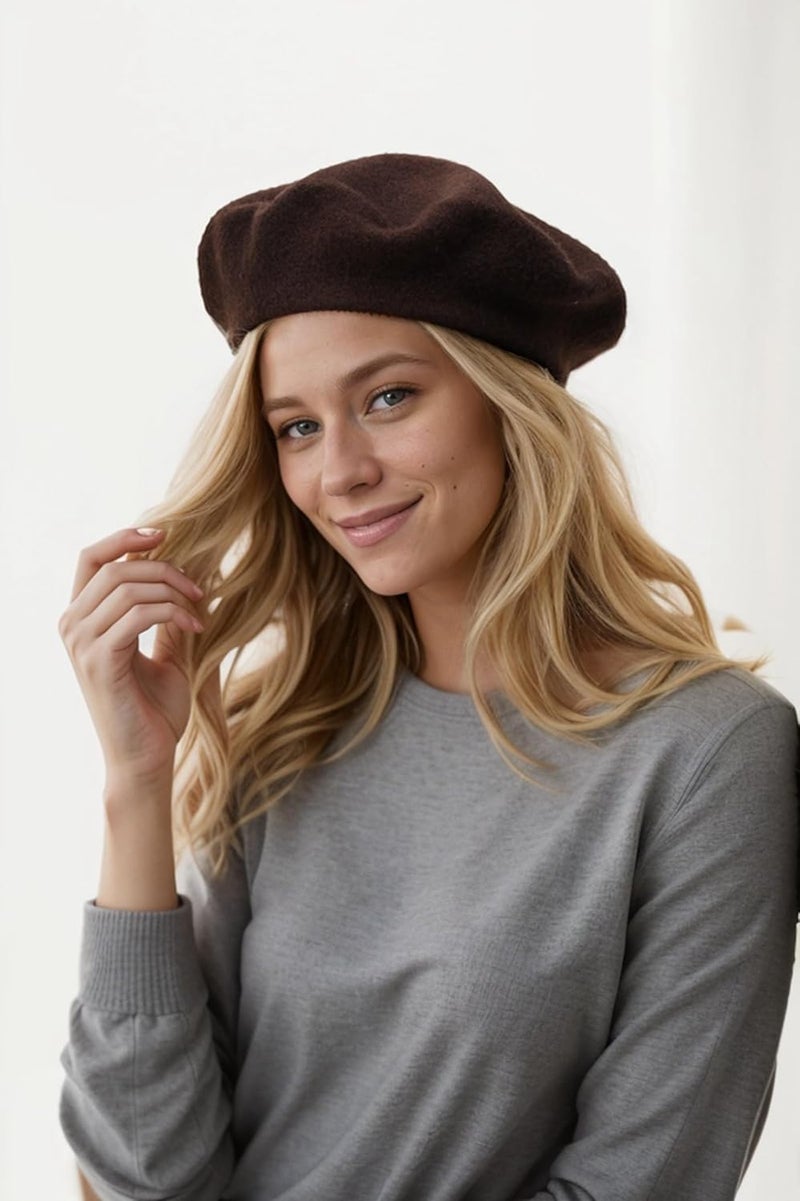 EGANO Women's ​​Beret Hats​​ - French Wool Blend Winter Cap, 70% Wool All-Season Soft ​​Beret Hats for Women​​ (Multi-Color)​ - Image 3